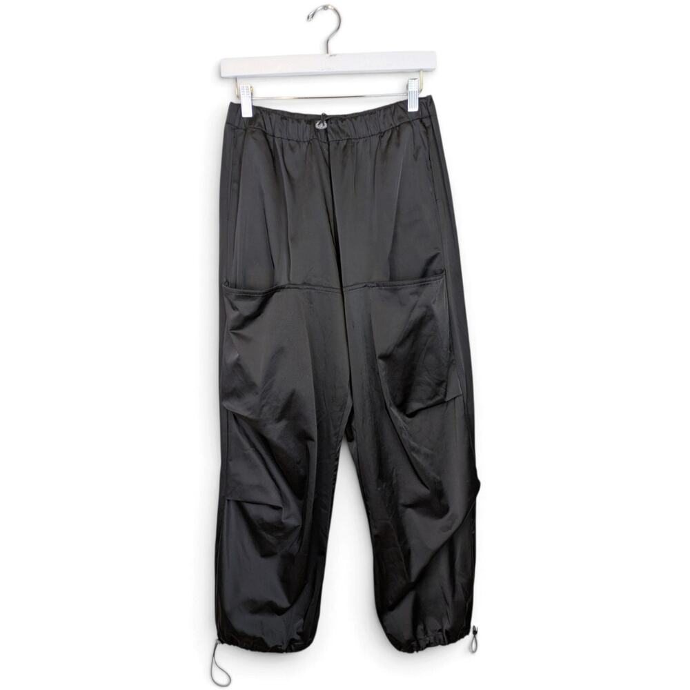 ZARA Joggers l Black Cotton Satin Drawstring Waist Pockets - Medium